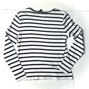 Lauren Ralph Lauren Shirt Womens Large Blue Striped Nautical Button Shoulder Top